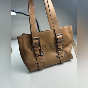 Brighton Collection Large Tan Latte Leather Shoulder Bag D244752 Pebble leather
